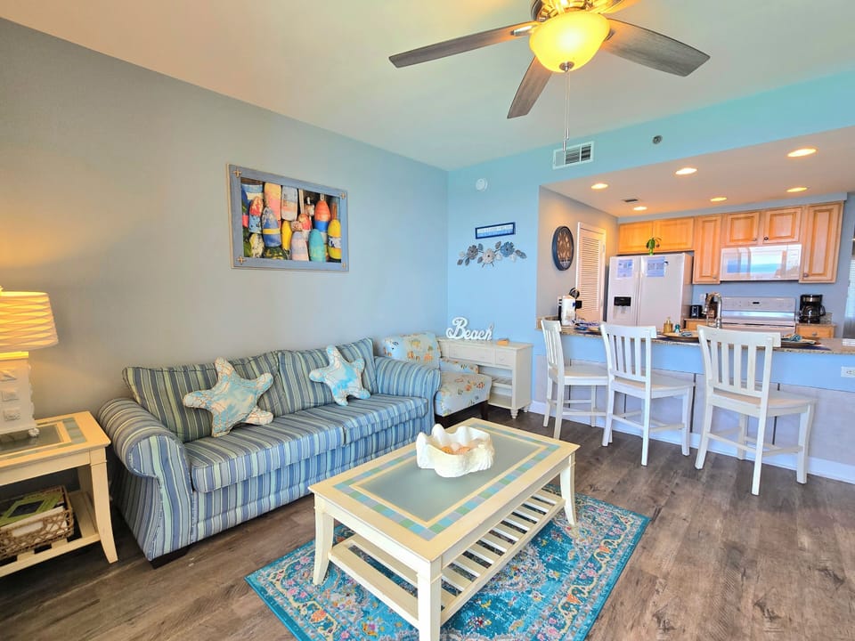 Living and dining areas
