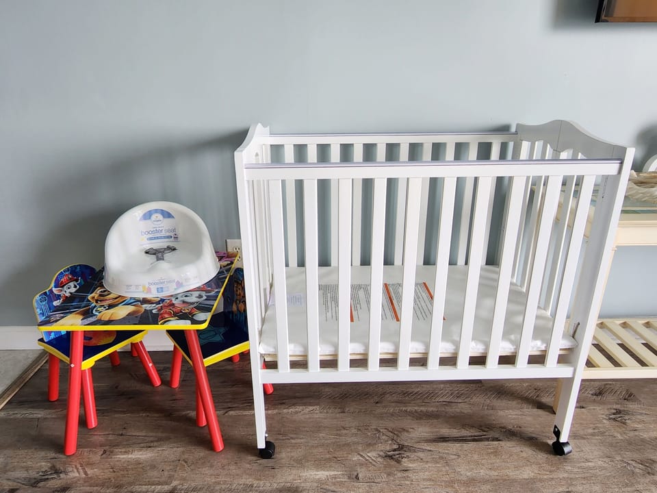 Free crib, booster seat and kids table for your baby! 