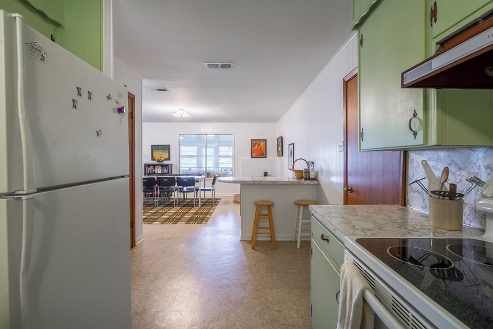 View of dining area from kitchen