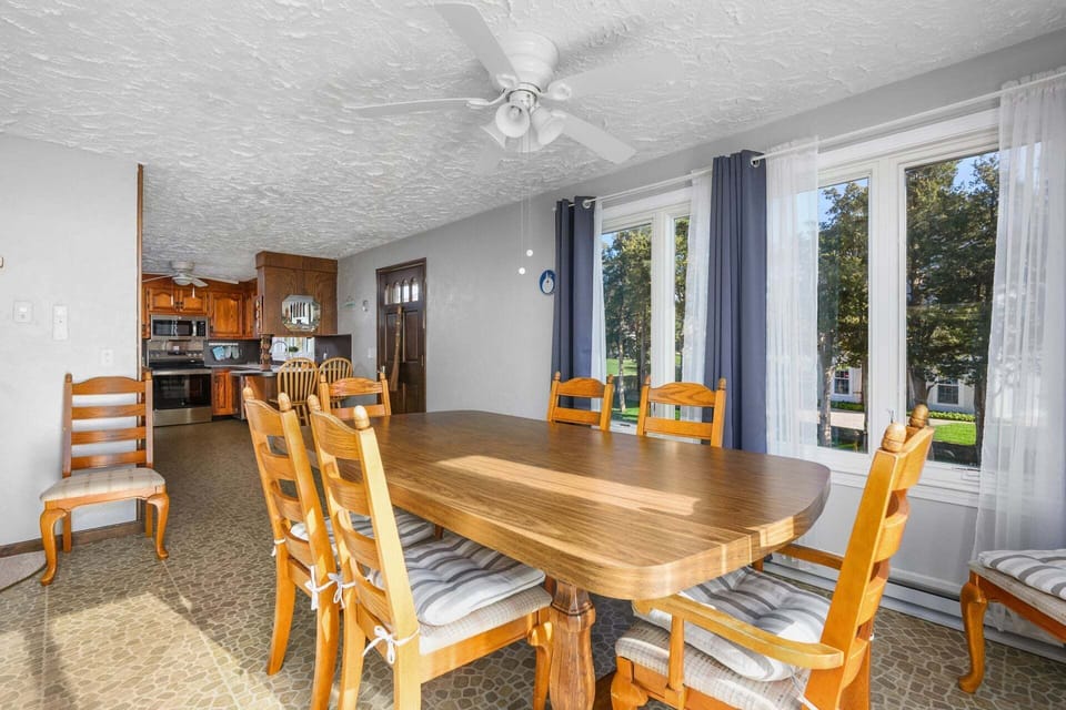 Dining area with waterfront views