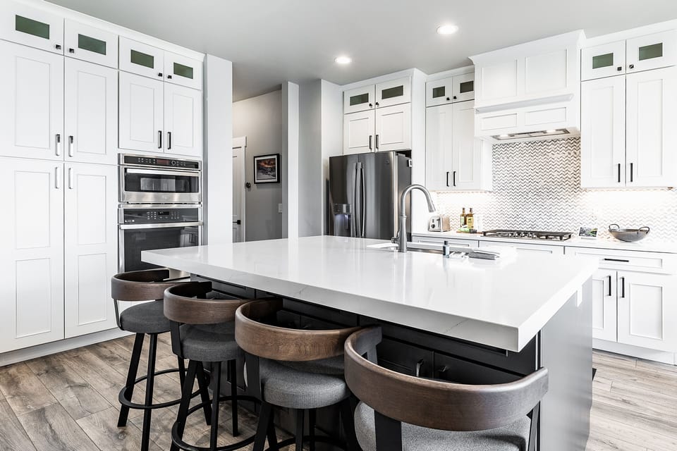 A huge kitchen island dominates this brand new chefs kitchen.  We have stocked the kitchen with just about everything you could possibly need.