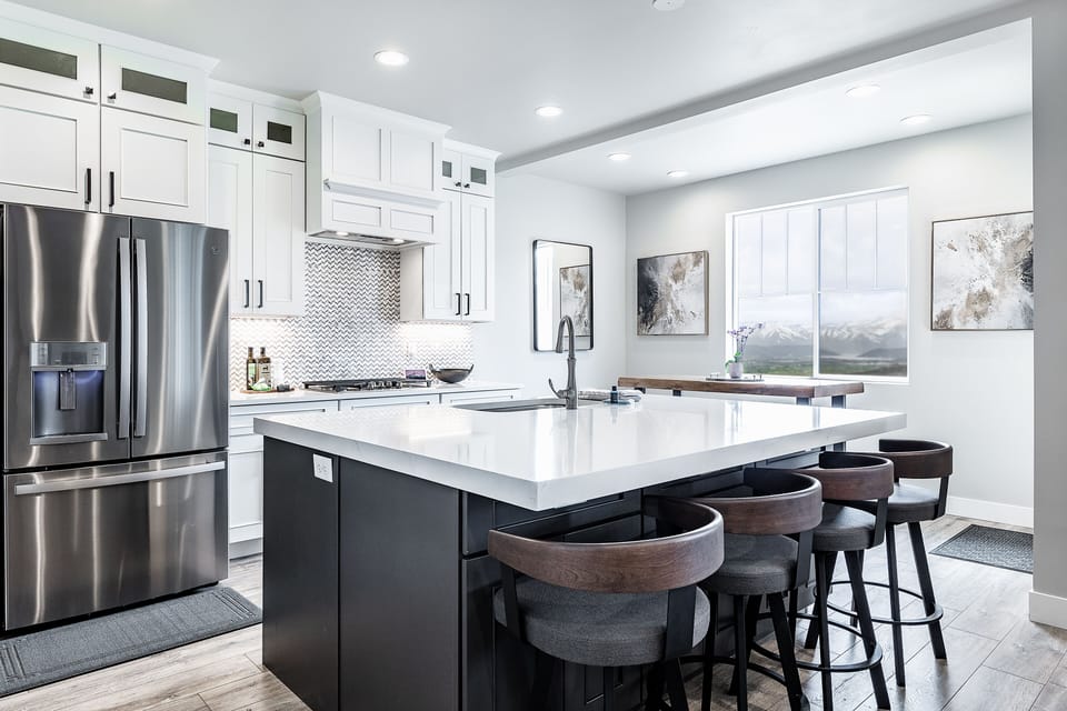 A huge kitchen island dominates this brand new chefs kitchen.  We have stocked the kitchen with just about everything you could possibly need.