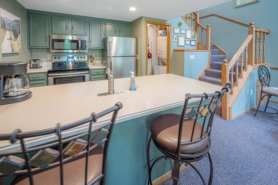 Kitchen with barstool seating for 2