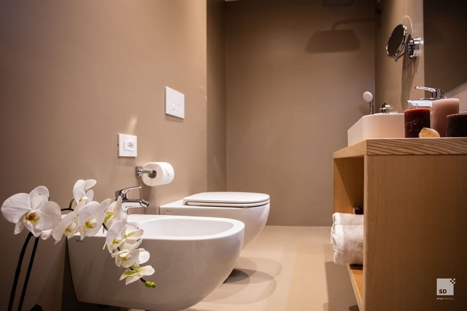 Deluxe Apartment | Bathroom | Shower, rainfall showerhead, hair dryer, slippers
