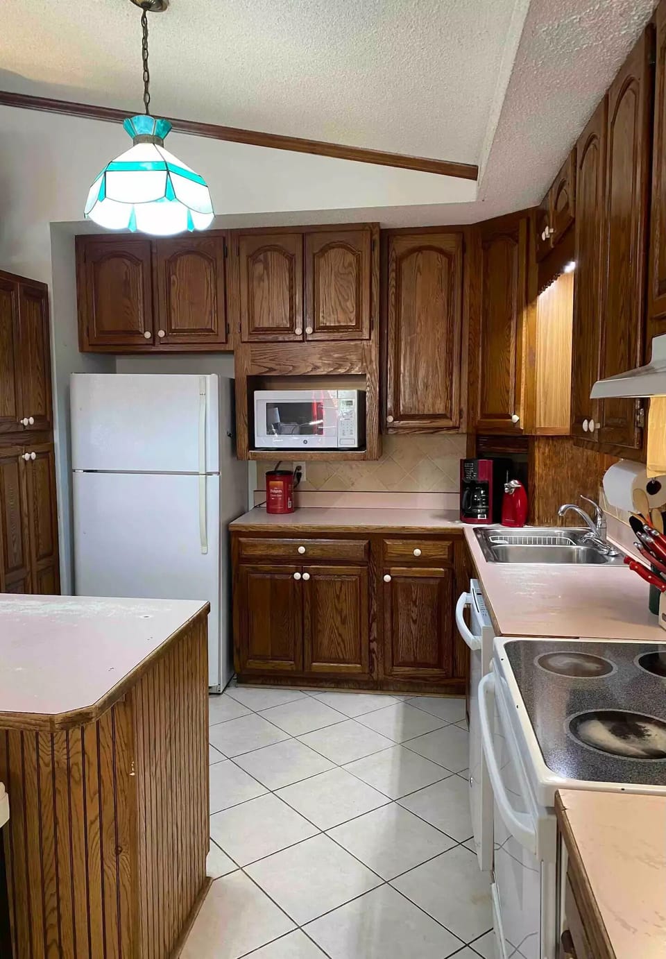 Loaded kitchen/ DW, ceramic top stove, microwave, frig, double sink, dishes