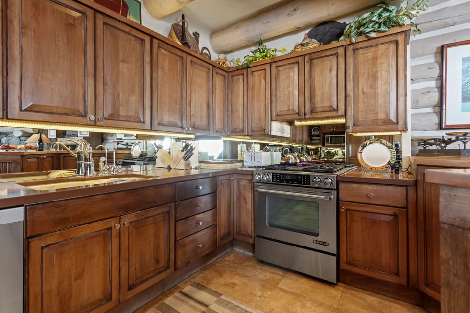 Indoors, Hardwood, Kitchen, Sink, Stained Wood