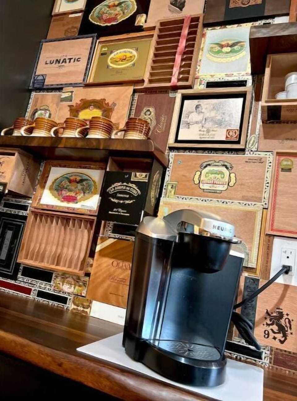 Cigar wall coffee bar