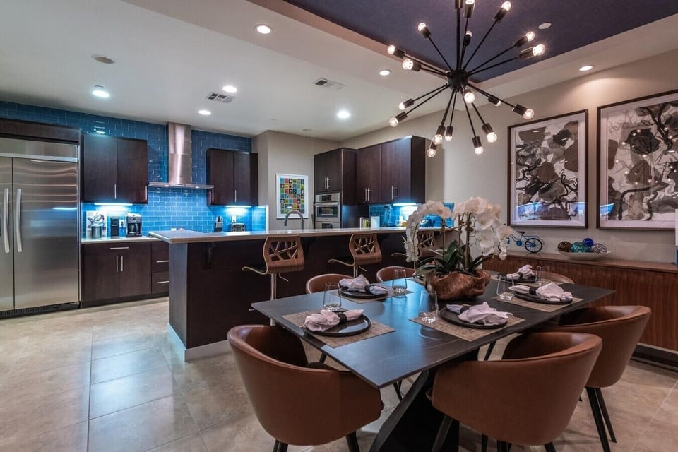 Dining Room And Kitchen At Night