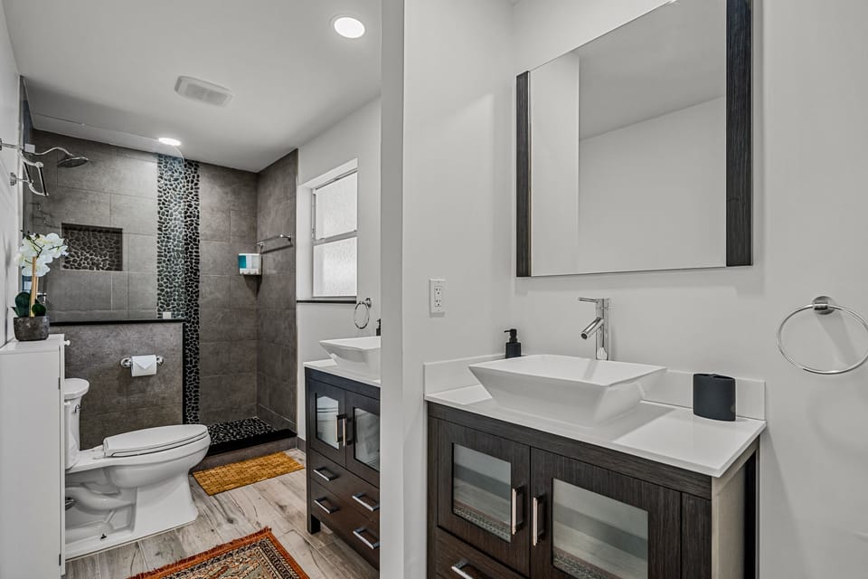 Master Bathroom Fully Renovated and Sparking Clean with Double Sinks for Added Convenience.