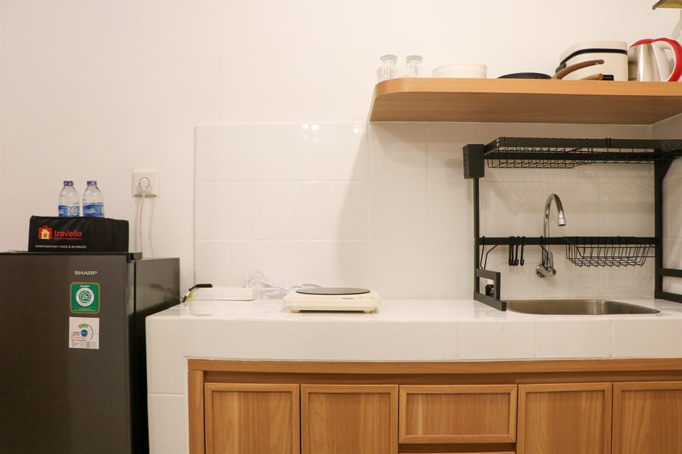 Apartment | Private kitchen | Full-size fridge, stovetop, cookware/dishes/utensils