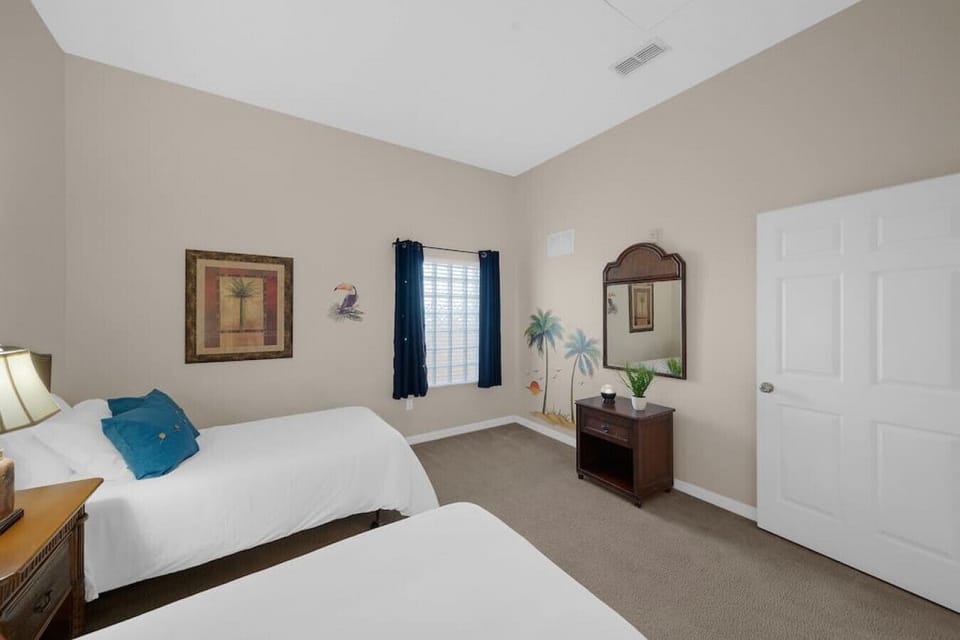 Third Bedroom with 2 TWIN beds and Caribe Style decoration!#Disney #Parks #kingdom #springs #CaribeCove #Apartment #Vacation #Rental #waterpark #Kissimmee #Orlando #universal #citywalk