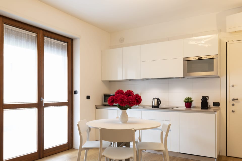 Deluxe Apartment | Private kitchen | Fridge, microwave, oven, stovetop