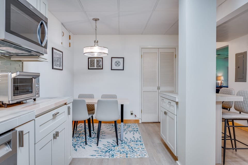 Spacious kitchen/dining/work area.