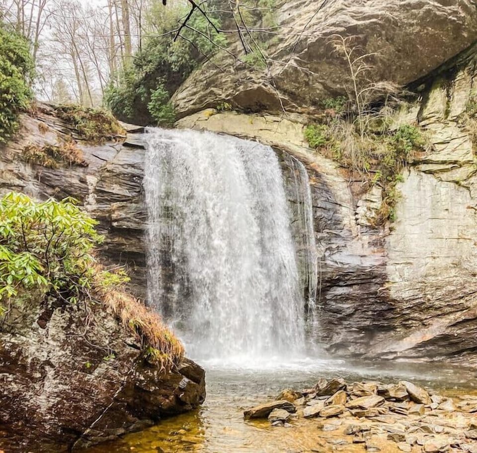 You'll find Looking Glass Falls and many, many others within a 45 min drive