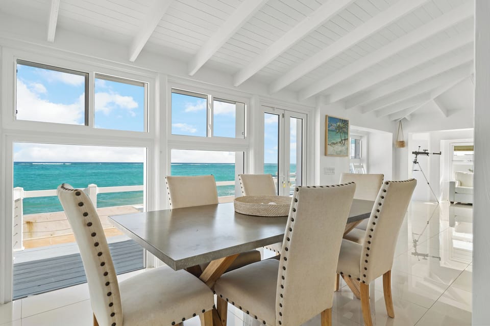 spacious dining area with views