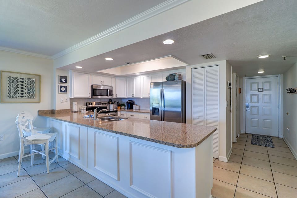 Fully stocked, updated kitchen with stainless and appliances, spices, etc.
