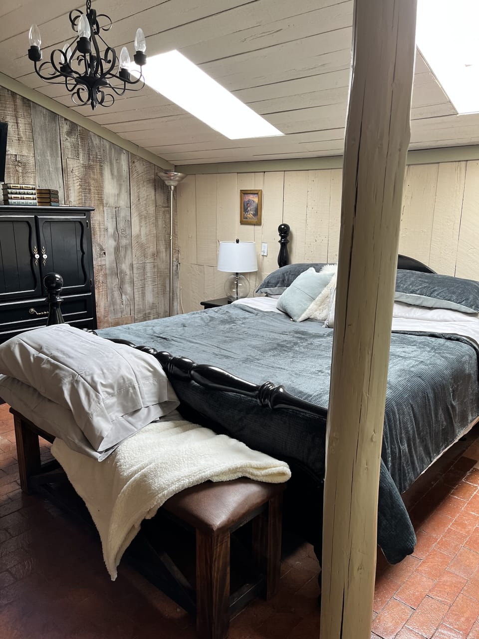 King size bed. 