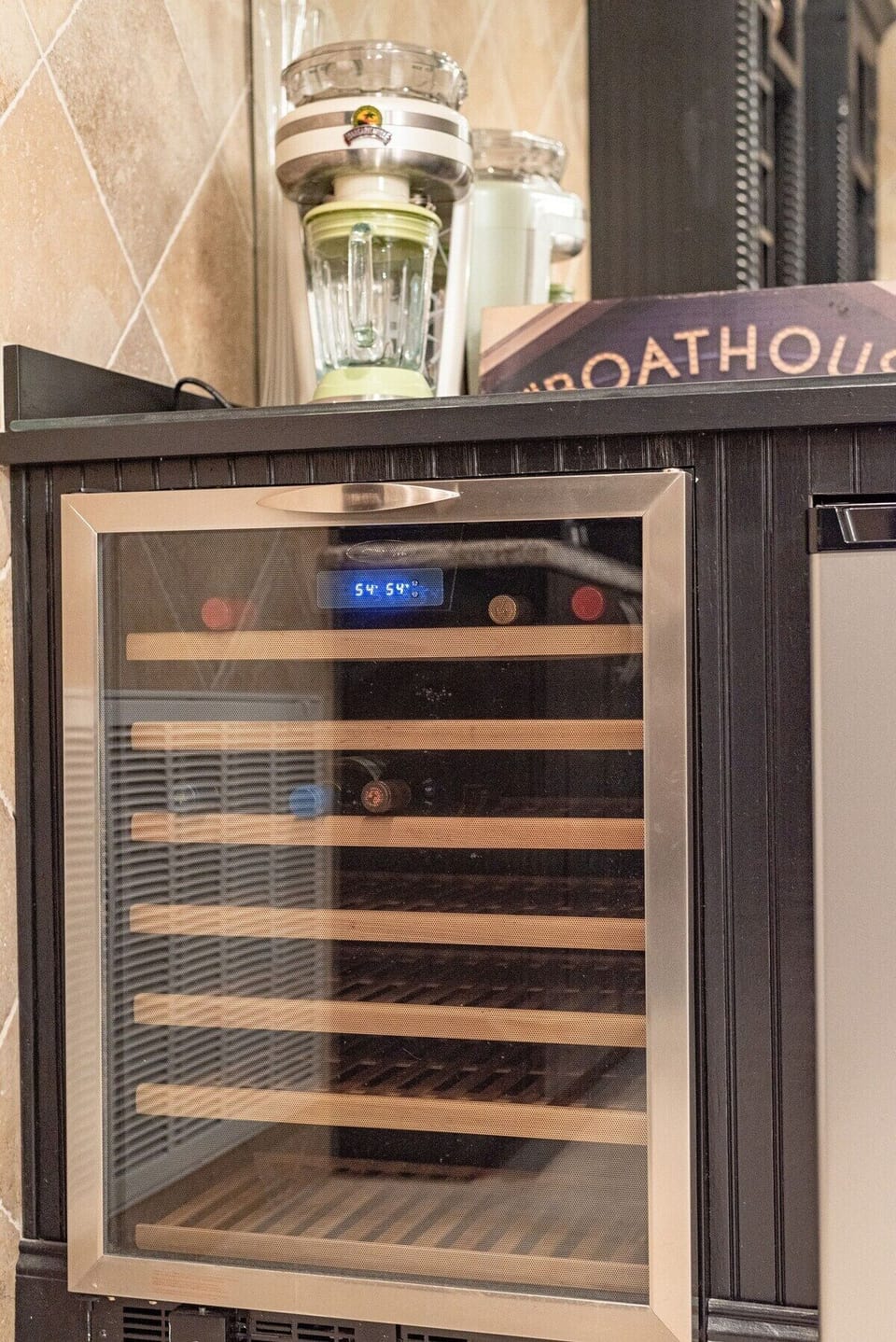 Wine chiller in the bar.