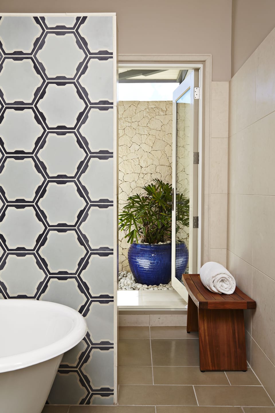 Luxury Suite, 1 King Bed with Sofa bed, Terrace, Pool View | Bathroom | Separate tub and shower, deep soaking tub, rainfall showerhead