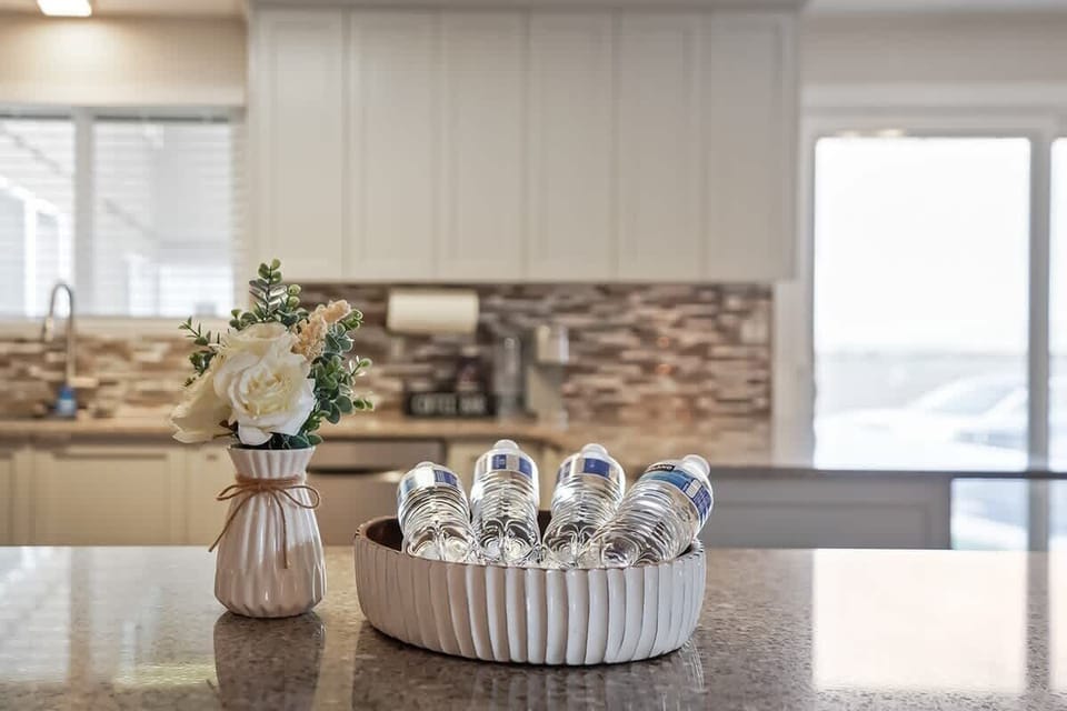 Welcome basket with waters and goodies
