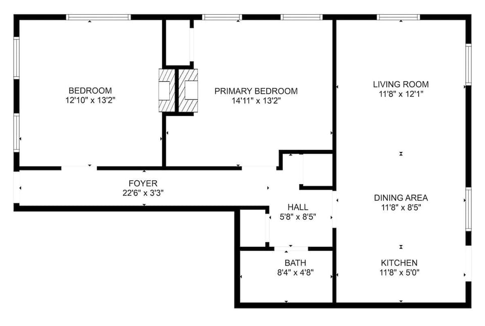 This picture shows the floor plan of this first floor apartment.