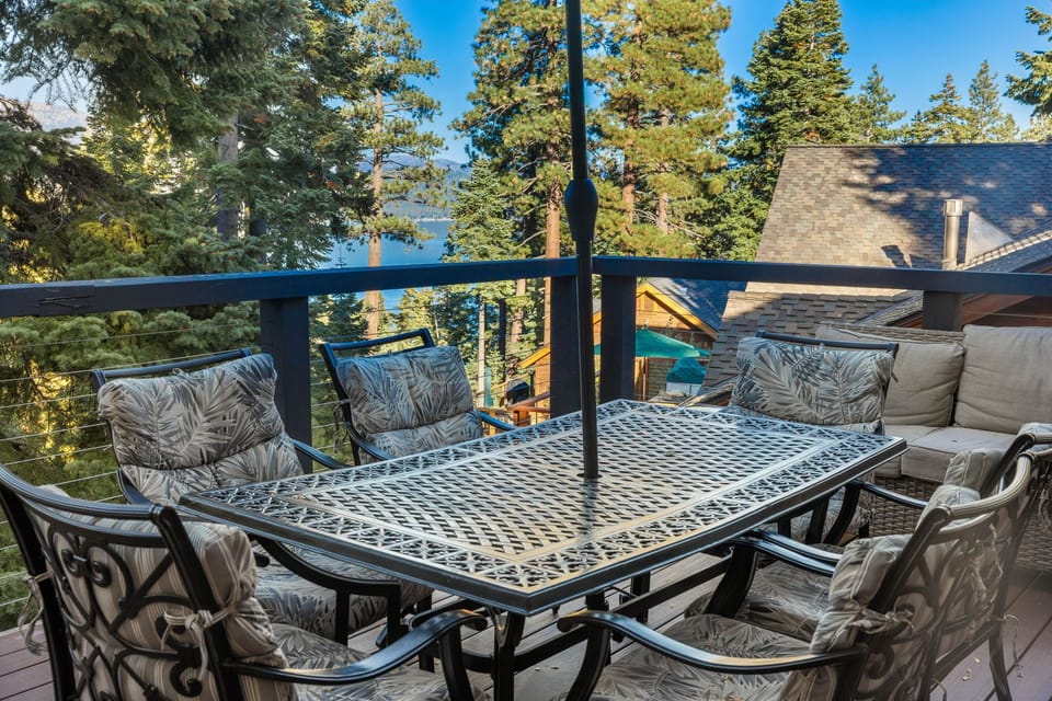 Back deck with seating and BBQ