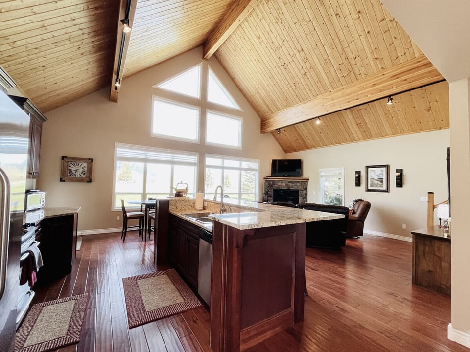 Kitchen with View of Living Room