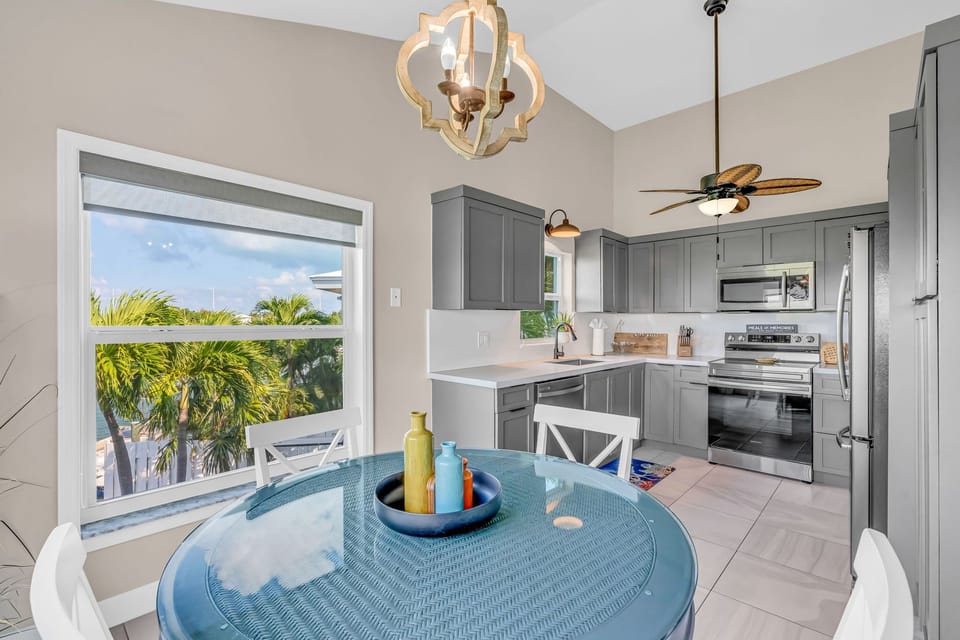 dining table and kitchen