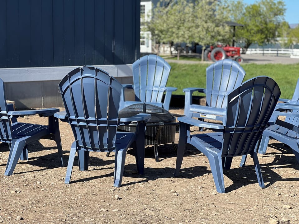 Brand new fire pit and oversized chairs