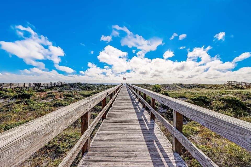 Boardwalk from complex to beach
