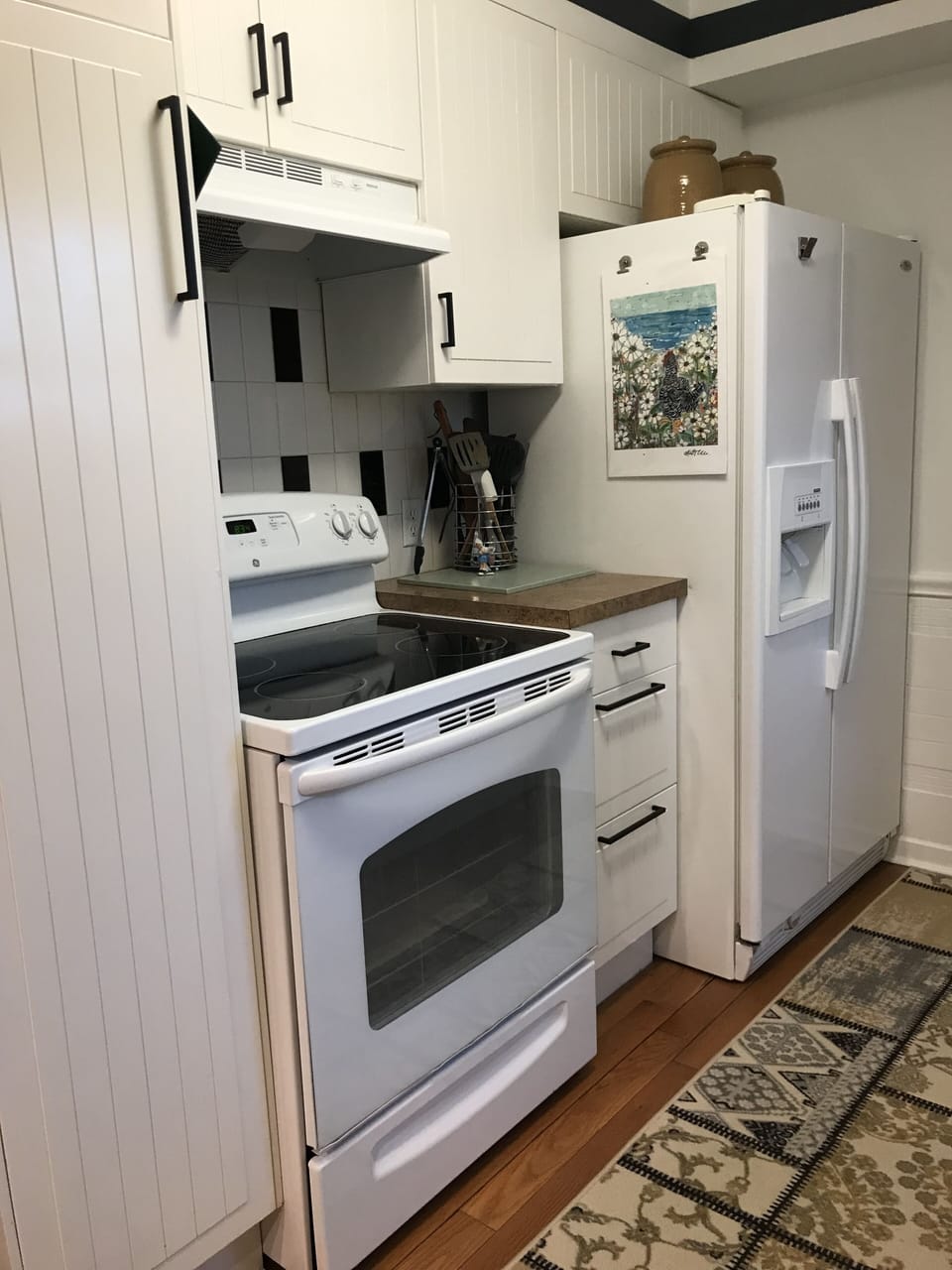 We provide a starter set of spices, oil, and condiments. Also, breakfast items!