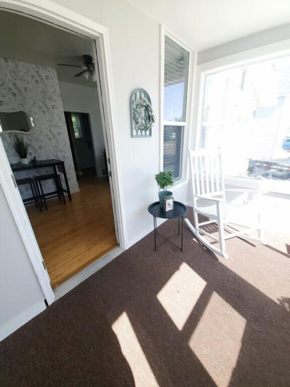 Sun porch and entry to the home