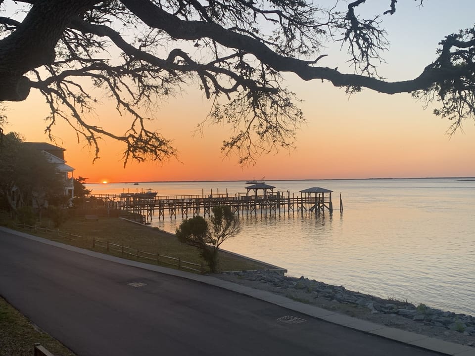 Amazing sunrise views from downtown Southport on the Cape Fear River!