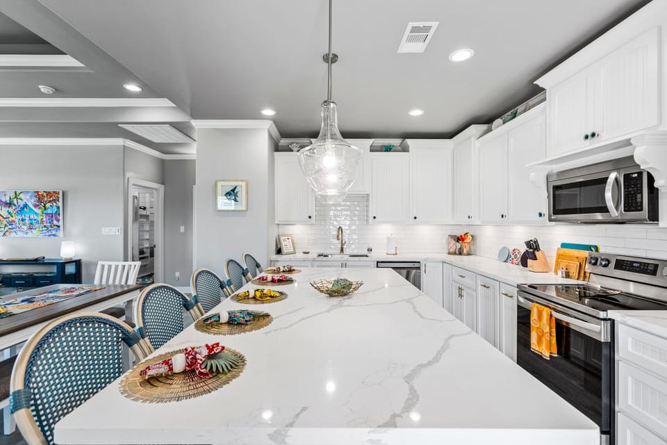 Fully stocked kitchen. Oven, air-fry or convection options. Glass top stove.