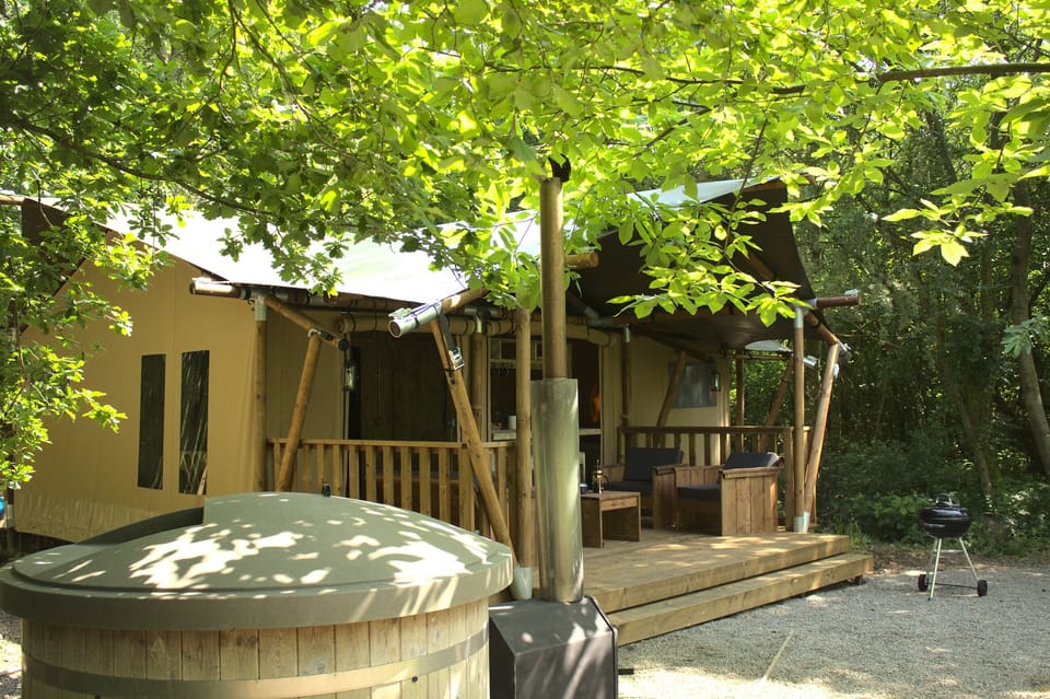 Tent with Outdoor Hot Tub