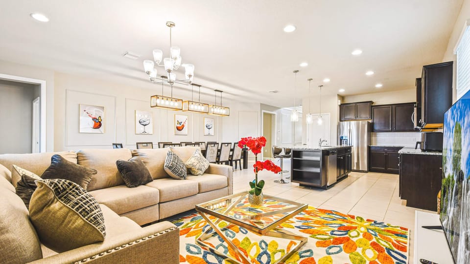 Kick back and relax in our spacious living room, where you can unwind with your favorite book or movie.