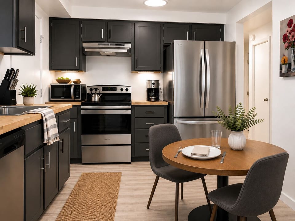 Kitchen with dining table