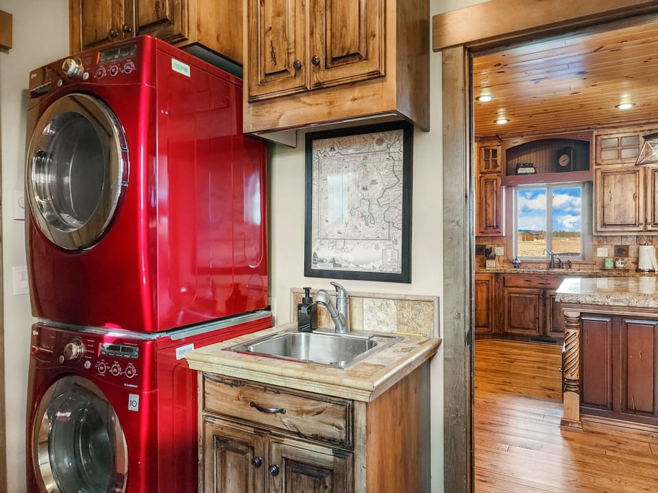 "mud room" where you can pile your gear or freshen up your laundry 