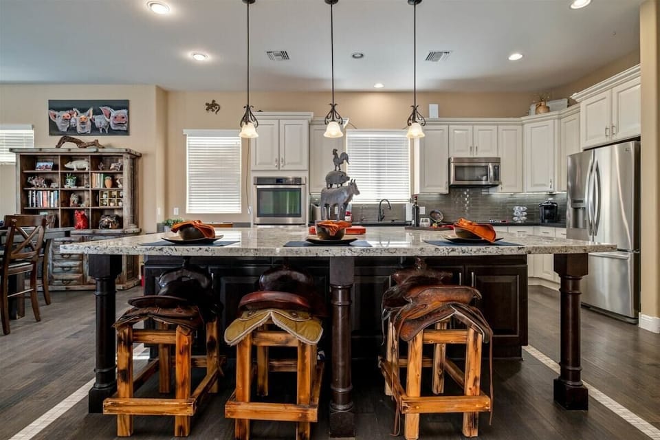 Saddle up to the kitchen island with these fun barstools.