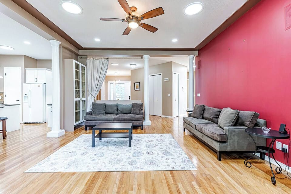 Bright sun-lit open living room
