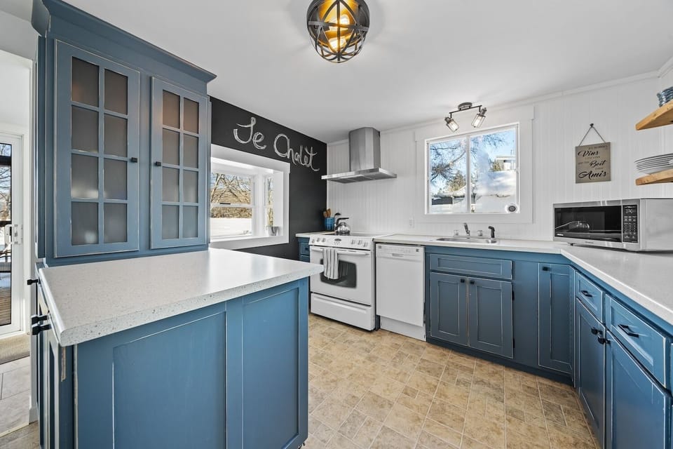 Kitchen and island