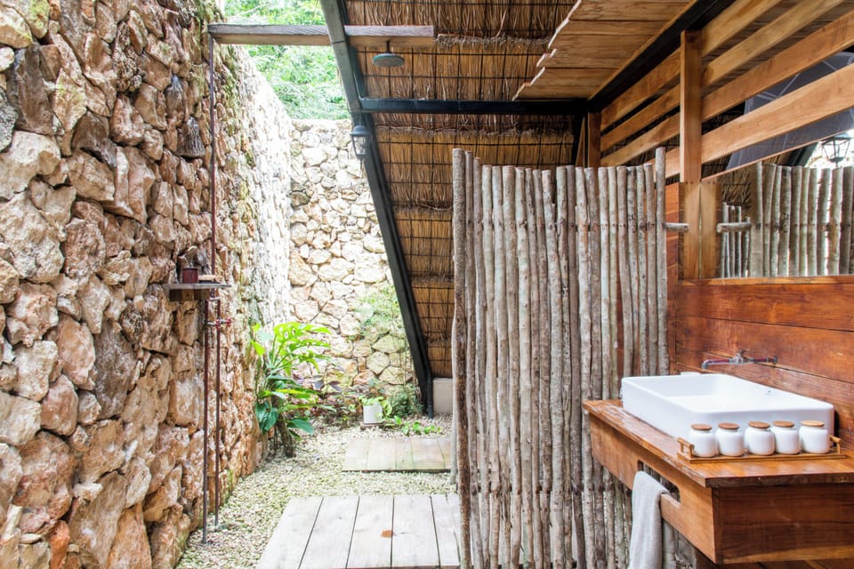 TARA | Bathroom | Shower, rainfall showerhead, designer toiletries, towels