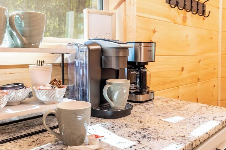 Main Level Coffee Bar.  Enjoy a Keurig, Coffee Pot, and Coffee To Go Options.