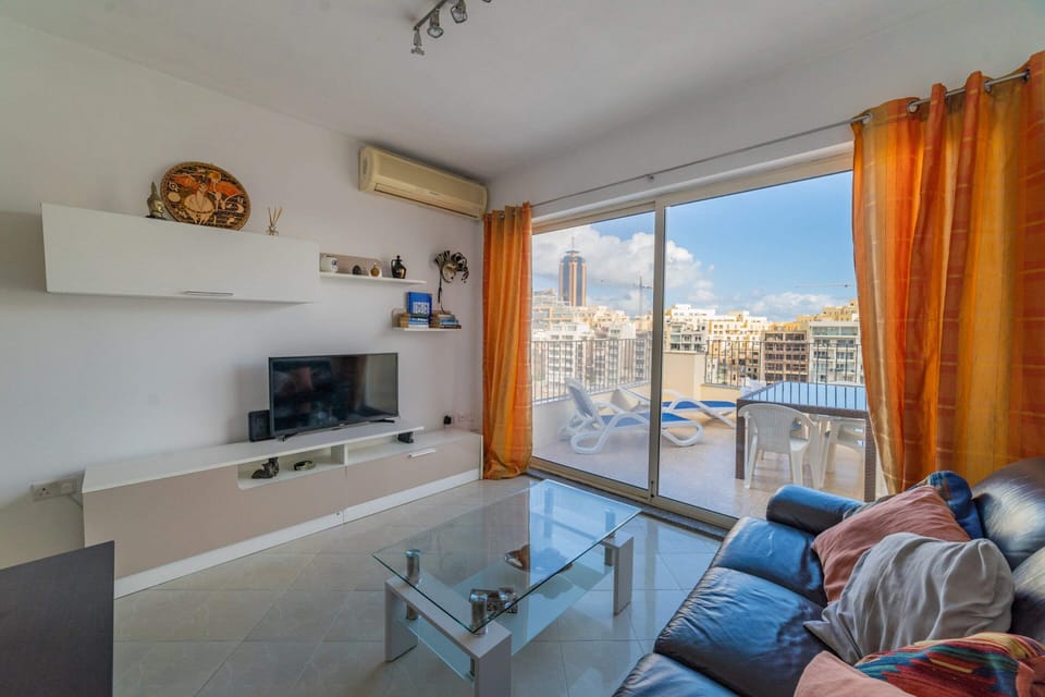 Basic Apartment, 1 Double Bed with Sofa bed, Sea View | Living area | TV