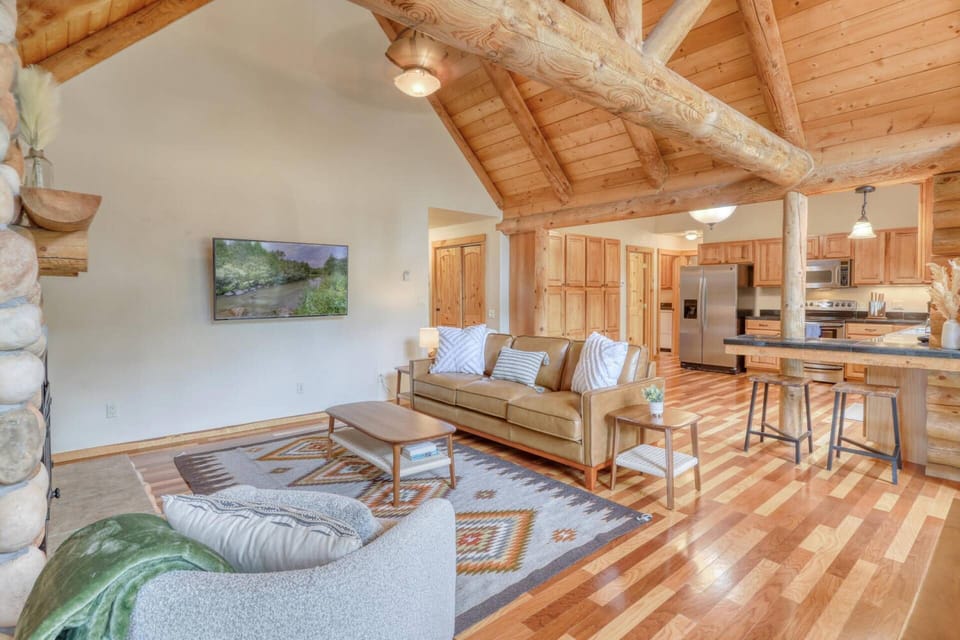Open floor plan to this massive kitchen living combo