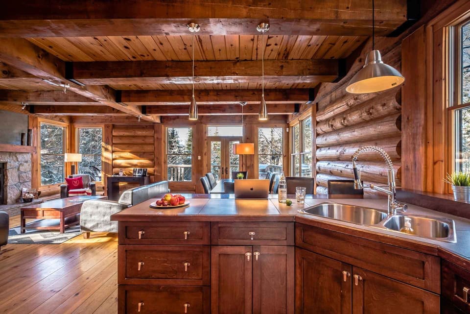 Chalet, 4 Bedrooms, Exterior Hot Tub | Living area | Flat-screen TV, DVD player