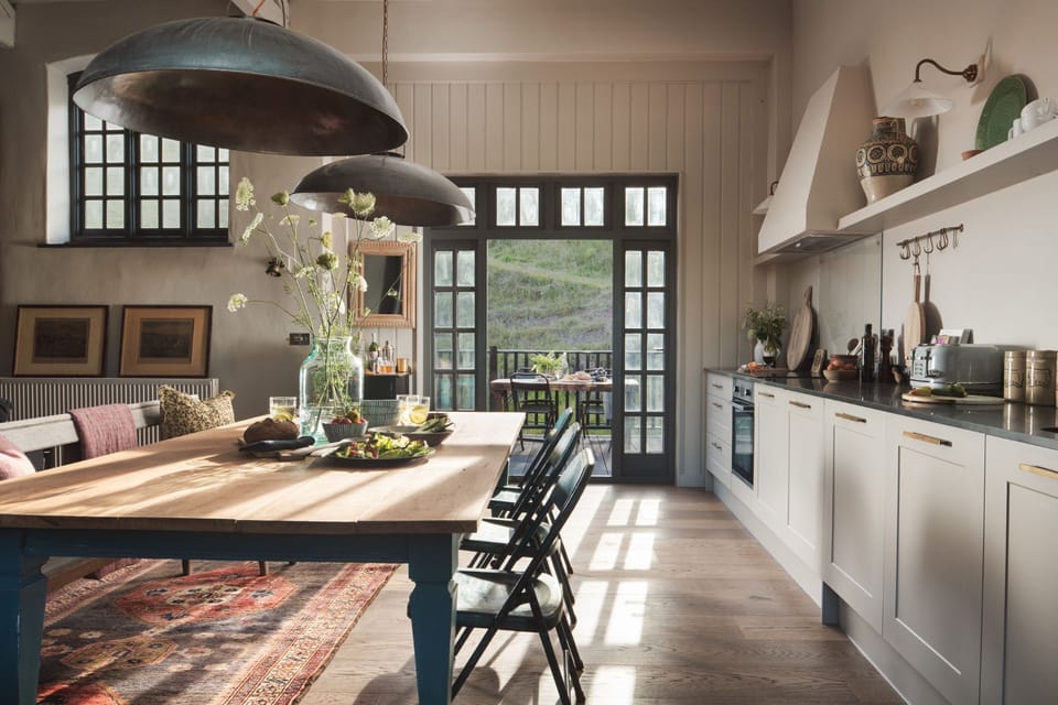 The dining room at Exe Valley Barn, Devon
