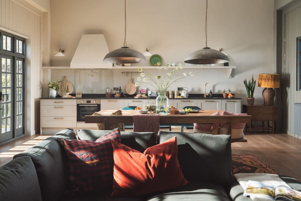 The living space at Exe Valley Barn, Devon