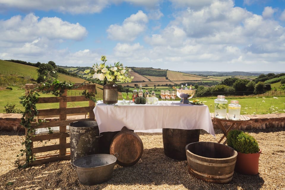 Drinks in the garden at Redbrick Studio, Devon