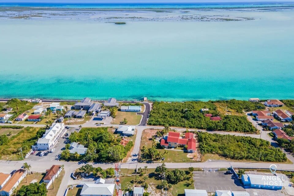 An aerial view of the property and neighborhood.